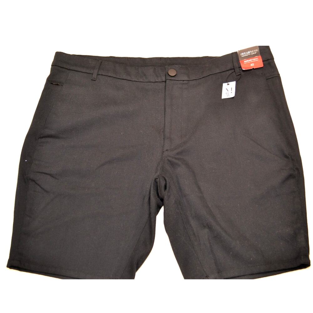 Kenneth Cole Awearness Men's‎ Black Flat Front Tailored Shorts Performance 42